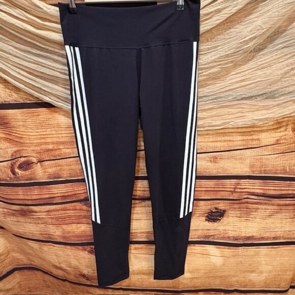 Adidas Womens Reflective High Rise 3-Stripe 7/8 Leggings Size L $60 NWT - Picture 1 of 15